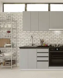 Kuchynské linky DAISY A 240 jednoduchá kuchynská linka 240 cm, biela/činčila grey