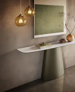 Konzolové stolíky DELIFE Konzolový stolík Edge zaoblený tvar 180×40 cm keramika onyx perla Conos kov titánová farba
