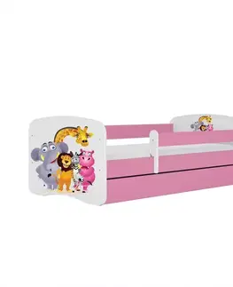 Postele pre dievčatá Detská Posteľ. Babydreams+Sz+M Ružová 80x180 Zoo