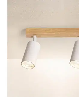 Svietidlá BRILAGI - Bodové svietidlo SELE 2xGU10/30W/230V biela/dubový dekor WO-SELE-WH-WD02-OEM