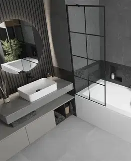 Sprchové dvere MEXEN/S - Cube obdĺžniková vaňa 180 x 80 cm s panelom + vaňová zástena 70, čierna vzor 550518080X9507007077