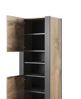 Vitríny CAMA MEBLE Wood policová skriňa dub wotan / antracit