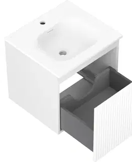 Kúpeľňový nábytok MEXEN/S - Rivel kúpeľňová skrinka 50 cm s umývadlom Vela, 1 šuplík, reliéf, biela mat 91A20-05047-1-BF01-W23M01