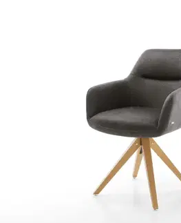 Jedálenské stoličky DELIFE Jedálenská stolička Pejo-Flex mikrovlákno antracitová vintage drevená podstava hranatá prírodná vrecková pružina