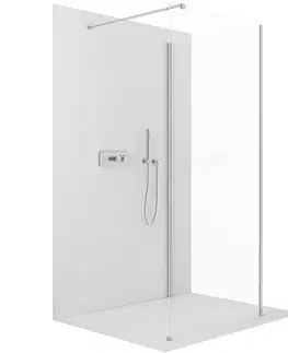 Sprchovacie kúty CERANO - Sprchová zástěna Walk-in Onyx Corner Cube L/P - 8 mm - hranatá vzpěra - chrom, transparentní sklo - 140x50x200  CER-8050BD712030