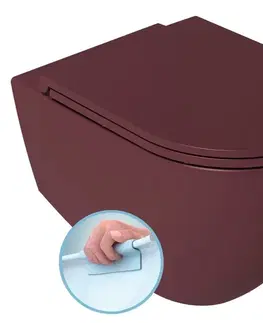 Záchody ISVEA - INFINITY závesná WC misa, Rimless, 36,5x53cm, Matná maroon Red 10NF02005-2R