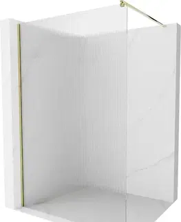 Sprchové dvere MEXEN/S - Kioto Sprchová zástena WALK-IN 80 x 200, prúžky 8 mm, zlatá 800-080-101-50-09