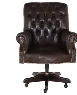 Sedacie súpravy Kancelárska stolička Chesterfield Office z pravej hovädzej kože Brown