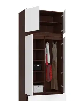 Šatníkové skrine Šatníková skriňa POKI90, wenge / biela