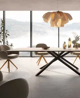 Jedálenské stoly DELIFE Jedálenský stôl Edge 300x100 keramika Laminam® sabbia v dubovej farbe krížová podstava obdĺžnik čierna
