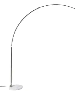 Oblúkové lampy Obojková lampa z ocele s bielym mramorovým podstavcom nastaviteľná - XXL