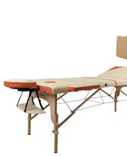 Masážne stoly a stoličky Masážne lehátko inSPORTline Japane 195x70x62-84 cm 3-dielne drevené krémovo žltá