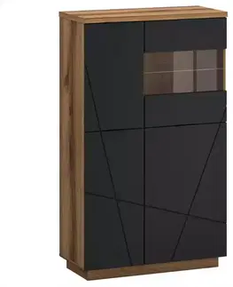 Vitríny a regály do obývačky Vitrína Orient C 3d1w Dub Delano Tmavočierna