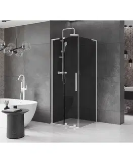 Sprchovacie kúty MEXEN/S - Velar L sprchovací kút, posuvné dvere 100 x 100, grafit, biela 871-100-100-43-20