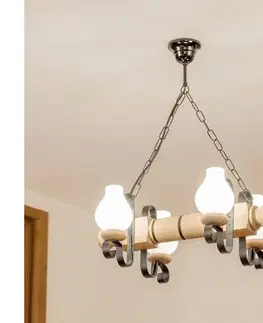 Svietidlá BRILAGI - Luster na reťazi RUSTIC 4xE14/40W/230V dub EX-01090