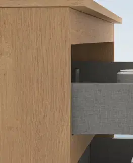 Kúpeľňový nábytok CERANO - Koupelnová skříňka pod umyvadlo s úchytkou Velora - dub medový, úchytka zlatá - 69x53x46,5  CER-665110