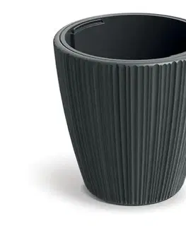 Kvetináče a truhlíky Kinekus Kvetináč plastový priemer 350 mm ORO, okrúhly, šedý, výška 350 mm, s vložkou