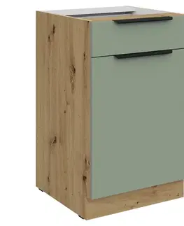 Kuchynské dolné skrinky KONDELA Arsany 50 D 1F 1S BB dolná kuchynská skrinka aquamarine / dub artisan