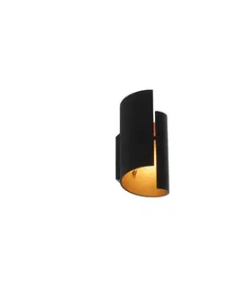 Nástenné osvetlenie Chytrá nástenná lampa čierna so zlatým vnútorným priestorom vrátane Wifi G9 - Faldo