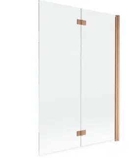 Sprchové dvere MEXEN - MIST vaňová zástena 120x150 cm 6mm 2-s, meď kartáčovaná, číra, pravá 8A9-120-002-65-00-P
