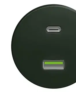 Predlžovacie káble lap - Retro USB zásuvka A+C bez rámika zelená Z/USB