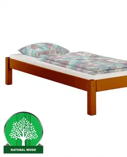 Drevené postele Posteľ Dora 90x200 borovica morená gaštan