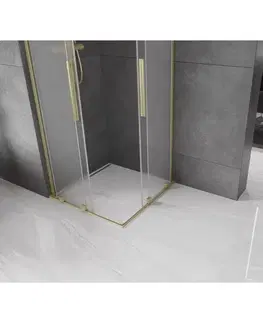Sprchovacie kúty MEXEN/S - Velar L Duo sprchovací kút, posuvné dvere 80 x 80, dekor, zlato kartáčovaná 871-080-080-02-33-55