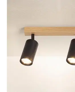 Svietidlá BRILAGI - Bodové svietidlo SELE 2xGU10/30W/230V čierna/dubový dekor WO-SELE-BK-WD02-OEM