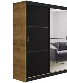 Šatníkové skrine Skriňa Retro 138 2L craft/ Dvierka čierna