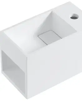 Umývadlá CERANO - Umývadlo z liateho mramoru Zeno, závesné pravé - biela matná - 33x18 CER-8050BD80377