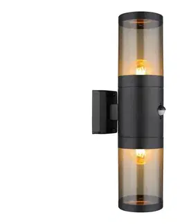 Svietidlá Globo 32014-2BS-Vonkajšie nástenné svietidlo so senzorom XELOO 2xE27/40W/230V IP44 32014-2BSS