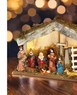 Vianočné osvetlenie  LED drevený betlehem podsvietený 26x17cm 6x LED 2x AA