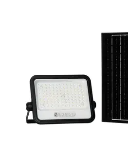 LED osvetlenie  Solárny stmievateľný LED reflektor LED/200W/3,2V IP65 10000 mAh čierny + diaľkové ovládanie 24084