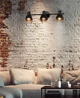 Stropná svetla Nástenná/stropná lampa s čiernym medeným tienidlom 3xE14 40W Neria