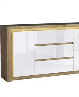 Komody do spálne Komoda Livinio L8 Ribbeck/Biely lesk