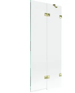 Sprchové dvere MEXEN/S - Lunar vaňová zástena 2-krídlová pravá 80 x 150, transparent, zlatá 897-080-100-50-00-P