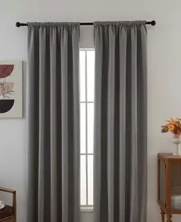 Závesy MKLozkoviny.sk Blackout závesy Ricardo sivohnedé - 140 x 160 cm (2ks) - riasiaca stuha