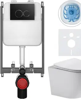 Záchody CERANO - Kompletný WC set Basic/Cesso - biela lesklá - WC tlačidlo Dualo/Čierna - na zamurovanie - 49x36 CER-8050BD85931