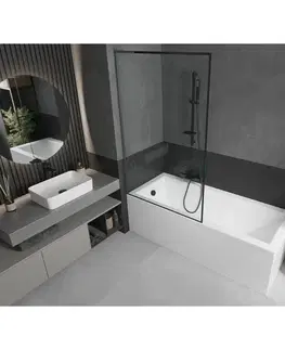 Sprchové dvere MEXEN/S - Next L vaňová zástena FIX 100 x 150, čierna vzor, grafit metal 895-100-000-03-70-95