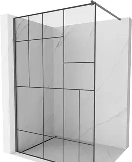 Sprchové dvere MEXEN/S - Kyoto Sprchová zástena WALK-IN 70 x 200, čierny vzor 8 mm, grafit kartáčovaná 800-070-101-66-78