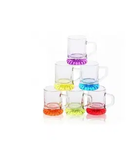 Poháre Kinekus Pohár 30ml, štamprlík, s uškom, sada 6ks, farebný spodok