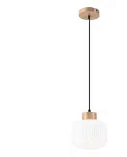 Svietidlá  Luster na lanku HARMONY 1xE27/15W/230V pr. 20 cm biela/dub LM - 1.258 / B