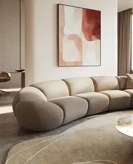 Veľké pohovky DELIFE Veľká pohovka Lunna 360x175 cm jemný bouclé taupe 2 vankúše