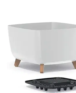 Kvetináče a truhlíky NABBI DGQL400 plastový kvetináč na nožičkách 39 cm biela