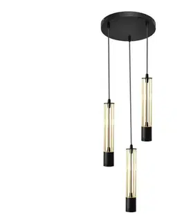 Svietidlá  LED Luster na lanku BARS 3xGU10/4,8W/230V čierna/zlatá W-KD 1115/3 BK+GO+BK