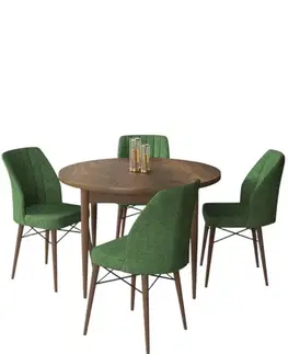 Jedálenské sety Dining Table & Chairs Set (5 Pieces) Rox - Baroque, Khaki