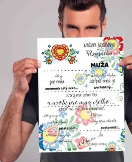 Tabuľky s venovaním (darčeky) Darček pre tatina - Darček pre muža s ľudovým motívom - tabuľka