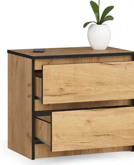 Nočné stolíky Dizajnový nočný stolík KARIN60, dub Craft