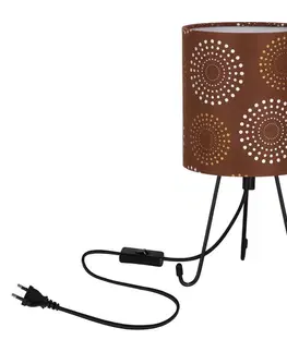 Stolové lampy Stolová lampa Smally čierna 1x40 E14 tienidlo Emili hnedá