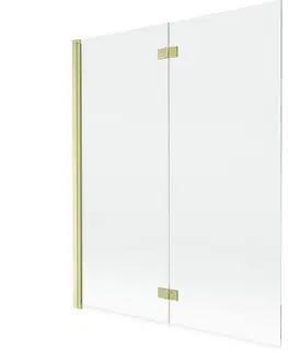 Sprchové dvere MEXEN - MIST vaňová zástena 140x150 cm 6mm 2-s, zlatá kartáčovaná, číra, ľavá 8A9-140-002-55-00-L